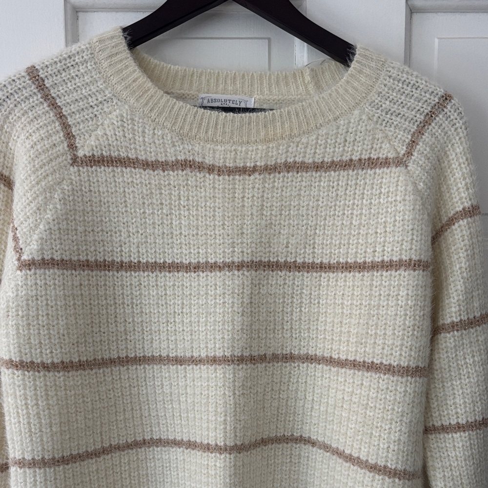 Absolutely Cream and Tan Striped Sweater
